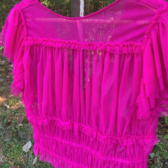 Free People Making Me Smile Ruched Mesh Top - Picture 11 of 11